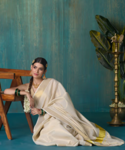 Gold Tyohar Kasavu Cotton Zari Saree with Running Blouse