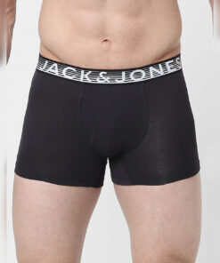 BLACK LOGO PRINT TRUNKS