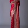 Crimson Red Zari Woven Satin Silk Saree