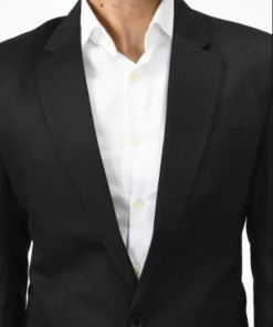 FIVEFEB  Men Solid Single Breasted Formal Blazer  (Black)