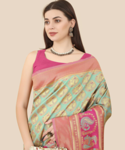 Women's Self Design Multi Colored Saree With Blouse