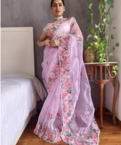 Floral Embroidered Organza Saree