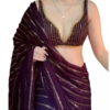 BRAHMSHAKTI Womens Georgett Embroidered Saree With Blouse Piece