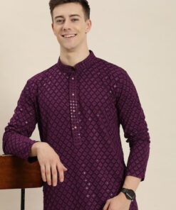 Men Ethnic Motifs Embroidered Chikankari Kurta