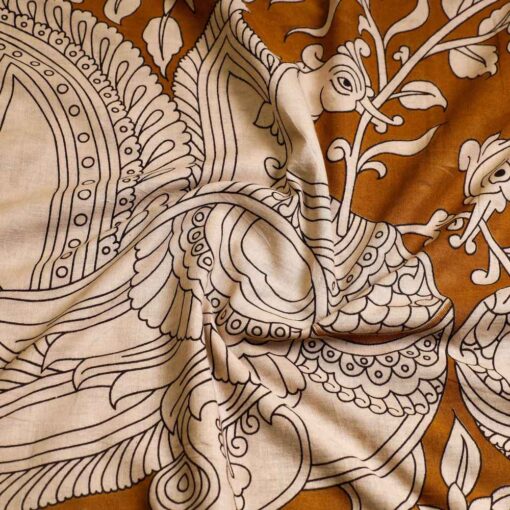 Buy Nellore Kalamkari Printed Cotton Saree with Blouse Piece Online at iTokri.com-SOUTH KARGHA