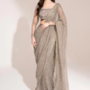 Fashionable Siroski Dimond work Grey Saree