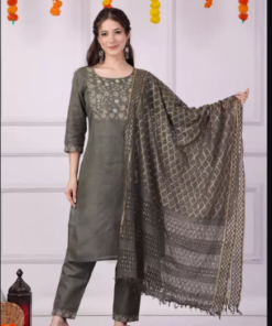 Women Cotton Rayon Kurta Pant Dupatta Set