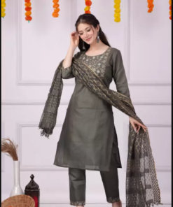 Women Cotton Rayon Kurta Pant Dupatta Set