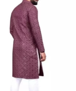 Men Embellished Cotton Silk Straight Kurta