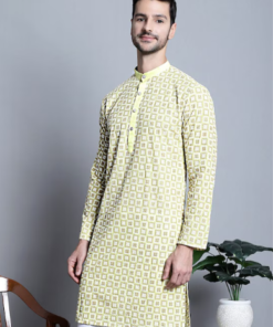 Ethnic Motifs Embroidered Sequinned Detailed Pure Cotton Straight Kurta