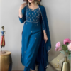 Ethnic Motifs Embroidered Thread Work Detail Straight Kurta & Trousers With Dupatta