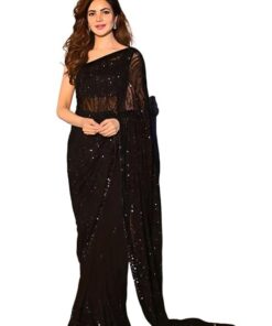 Women's Sequence Georgette Saree with Unstitched Blouse Piece