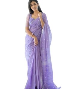 Women'S Poly Cotton Saree With Unstitched Blouse Piece