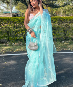 Sky Blue Organza Saree