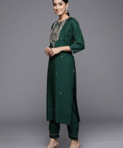 Ethnic Motifs Embroidered Regular Kurta with Trousers & Dupatta