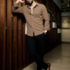 Classic Self Design Spread Collar Casual Shirt