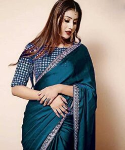 Women's Silk Embroidery Border Saree with Heavy Work Blouse Unstitched Piece