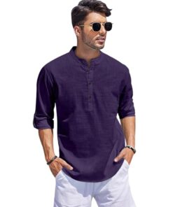 Bellstone Men Solid Cotton Blend Straight Kurta Shirt