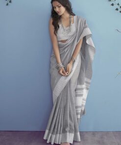 Women's Self Woven, Jacquard Border Cotton Saree with Unstitched Blouse