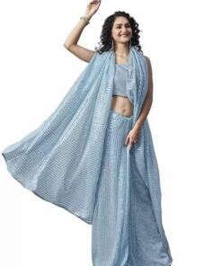 Women's Sequence Georgette Saree with Unstitched Blouse Piece