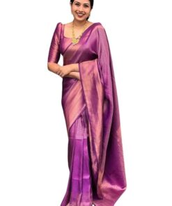 C J Enterprise Women's Pure Kanjivaram Soft Silk Saree for Wedding With Blouse Piece