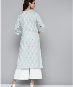 HERE&NOW Women Blue & White Ethnic Motifs Printed Kurta