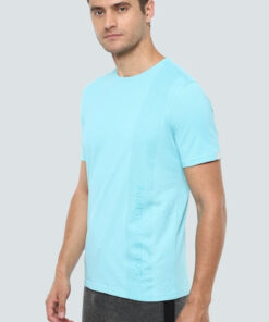 THE BLAZZE  Men Printed Round Neck Polyester Blue T-Shirt