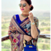 Sky Blue Saree in Cotton Kalamkari Print