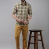 Men Khaki Solid Mid-Rise Regular Trousers