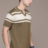 Men Striped Pure Cotton Polo Collar T-shirt