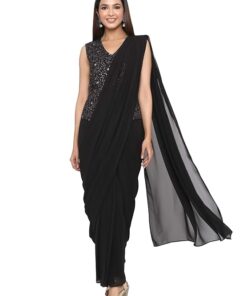 Women's Ankle Length Ready Pleated Saree Dress