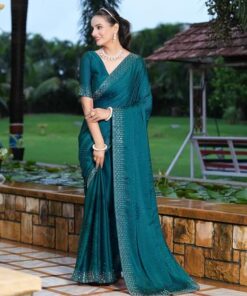 Women's Hot Fixing Georgette Saree with Unstitched Blouse Piece