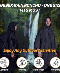 Unisex Outdoor Rain Poncho for Adult,Multi Use, Waterproof, Lightweight, Reusable & Packable