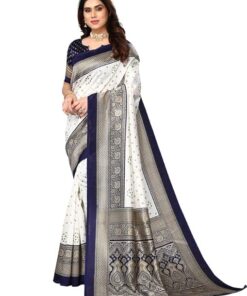 Women's Printed Poly Silk Saree with Unstitched Blouse Piece