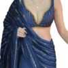 BRAHMSHAKTI Womens Georgett Embroidered Saree With Blouse Piece