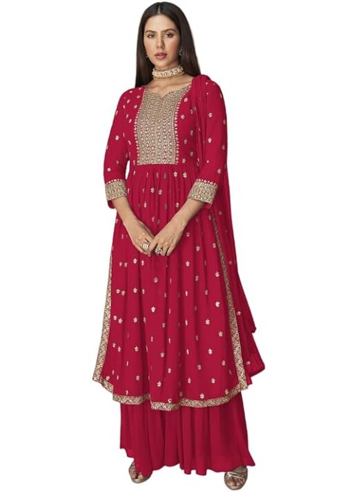 Women's Ethnic Wear Nyra Cut Embroidery Kurti Plazzo and Dupatta