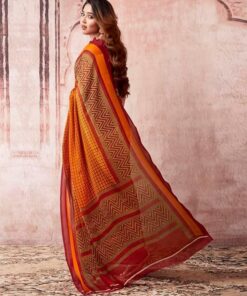 Women's Printed Georgette Alia Bhatt Saree with Unstitched Blouse Piece