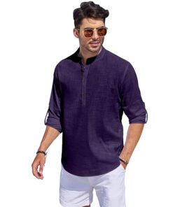 Bellstone Men Solid Cotton Blend Straight Kurta Shirt