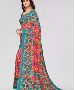 Women's Trendy Printed Georgette Saree with Blouse Material