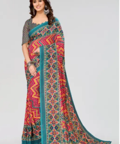 Women's Trendy Printed Georgette Saree with Blouse Material