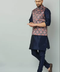 abeer fashion  Men Pure Silk Kurta Churidar Ethnic Jacket Set