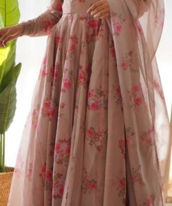 Floral Printed Anarkali Kurta & Dupatta