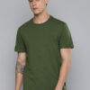 Men Green Solid Pure Cotton T-shirt