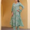 Women's Rayon Blend Printed Straight Kurta with Pant & Dupatta