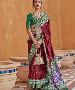 Woven Design Zari Work Pure Patola Silk Saree for Women With Unstitched Blouse Piece