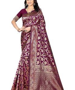 Women's Banarasi Saree Pure Kanjivaram Silk Saree Soft new ladies 2023 Design Wear Pattu Sarees Latest Cotton Party Sari collections With Blouse Piece for Wedding Saree