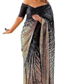 Florely Women's Georgette Sequence Saree For Women With Blouse Piece