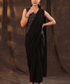 Women's Ankle Length Ready Pleated Saree Dress