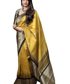 Women's Kanjivaram Soft Silk Saree With Blouse Piece.