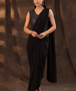 Women's Ankle Length Ready Pleated Saree Dress